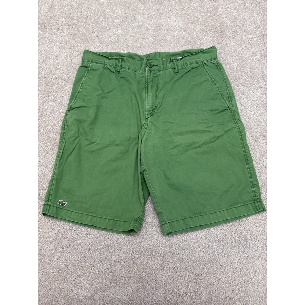 Men's Lacoste Gator Green Preppy Chino Shorts Twill Size 32 10" Inseam